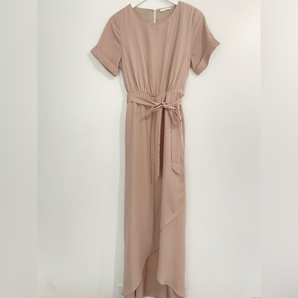 Boheme Cream High Low Sundress with Cuffed Sleeves